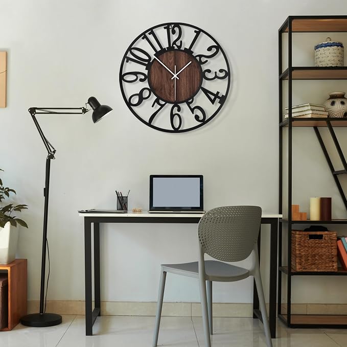 Maxstar Large Round Wall Clock for Living Room Decor Battery Operated Non - Image 7