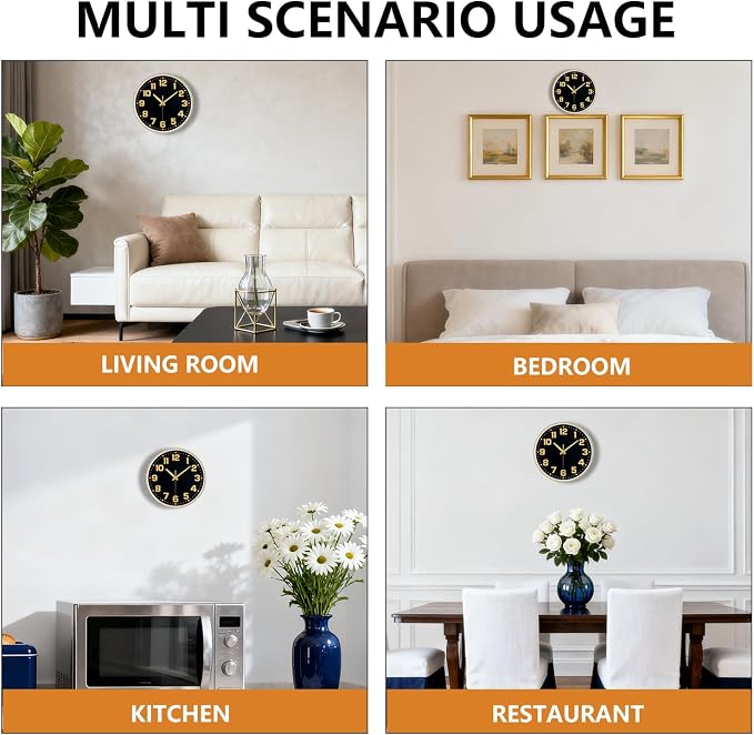 Modern Silent Wall Clock, 12 Inch Non-Ticking Battery Operated Clock, Round - Image 8