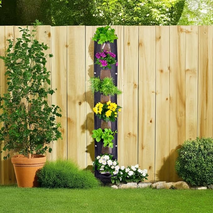 6 Pocket Vertical Grow Bag, Hanging Wall Garden Planter, Indoor Outdoor - Image 6