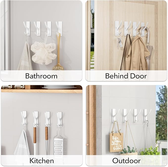 pickpiff White Self Adhesive Coat Hooks - Image 7