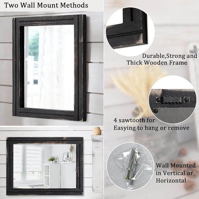 AAZZKANG Wall Mounted Mirror Small Rectangular Retro Mirrors - Image 3