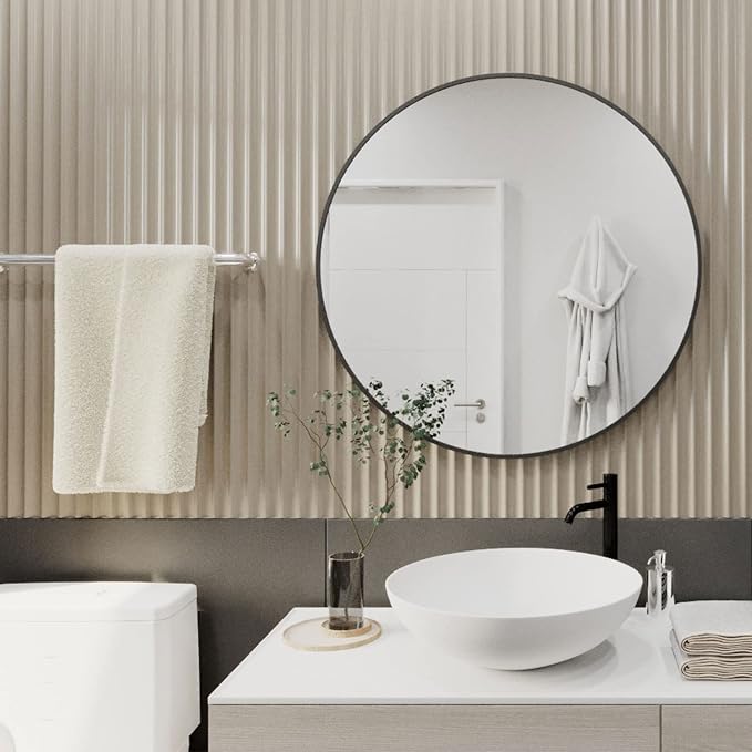 HARRITPURE Round Mirror 15.7" Black Wall Mounted Circle Mirror - Image 7