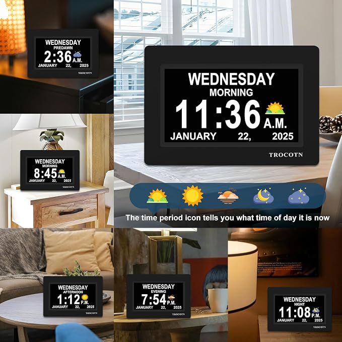 TROCOTN Dementia Clocks, Large Display Calendar Alarm Clock - Image 3
