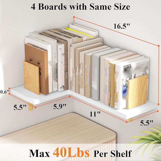 Love-KANKEI Corner Shelf Wall Mounted, Floating Wall Shelves - Image 2