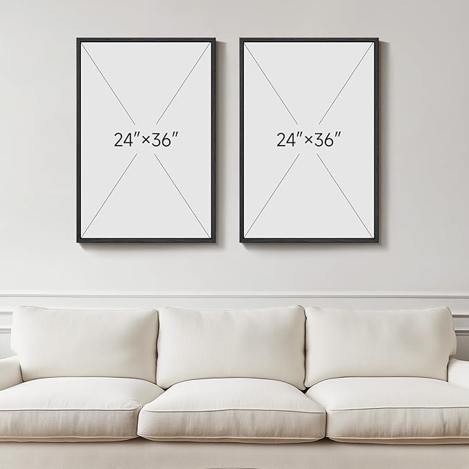 Large Framed Neutral Abstract Wall Art Set of 2 - Image 3