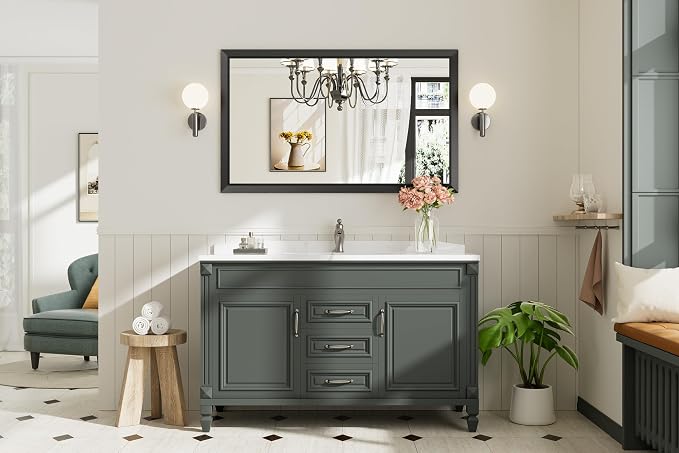 Briivue 50x30 Inch Black Bathroom Mirror - Image 9