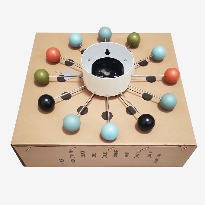 Wood Ball Wall Clock Mid Century Modern Silent Non Ticking Battery Operated 13 - Image 9