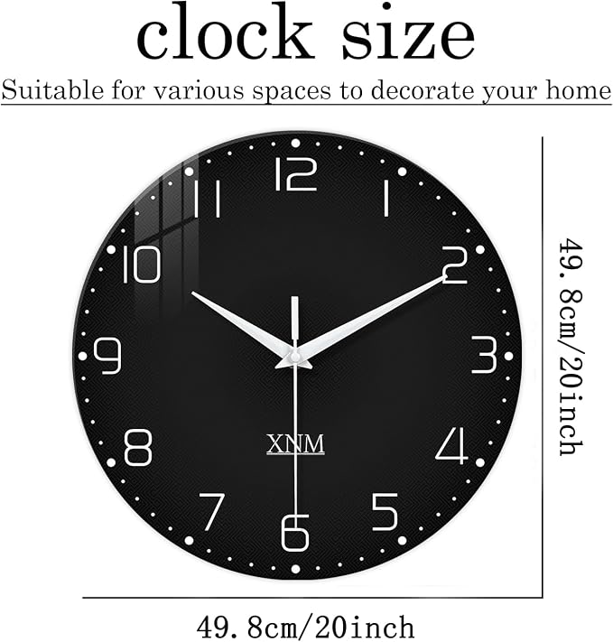 XNM Black Wall Clock for Living Room Minimalist Large Clock Battery Operated 20 - Image 3