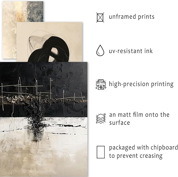 ANERZA 16 PCS Black and White Abstract Wall Art Decor, Minimalist Gallery Wall - Image 3