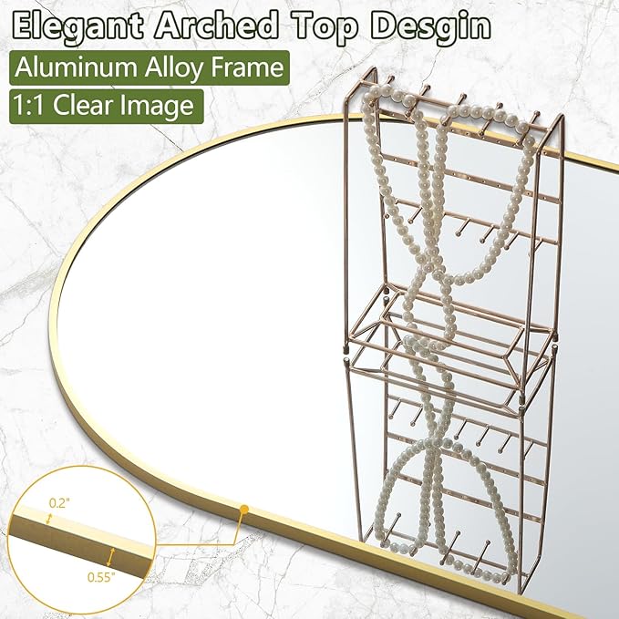Dewfig Arched Full Length Mirror, Full Body Mirrors - Image 6