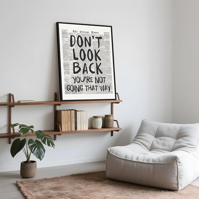 Framed Retro Newspaper Wall Art Trendy Black and White Poster Dont Look Back - Image 6
