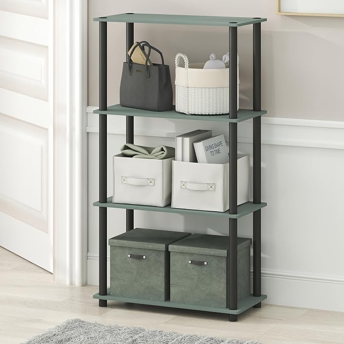 Furinno Turn-N-Tube Storage Shelves, 4-Tier Toolless Book Shelf, Corner Shelf - Image 2