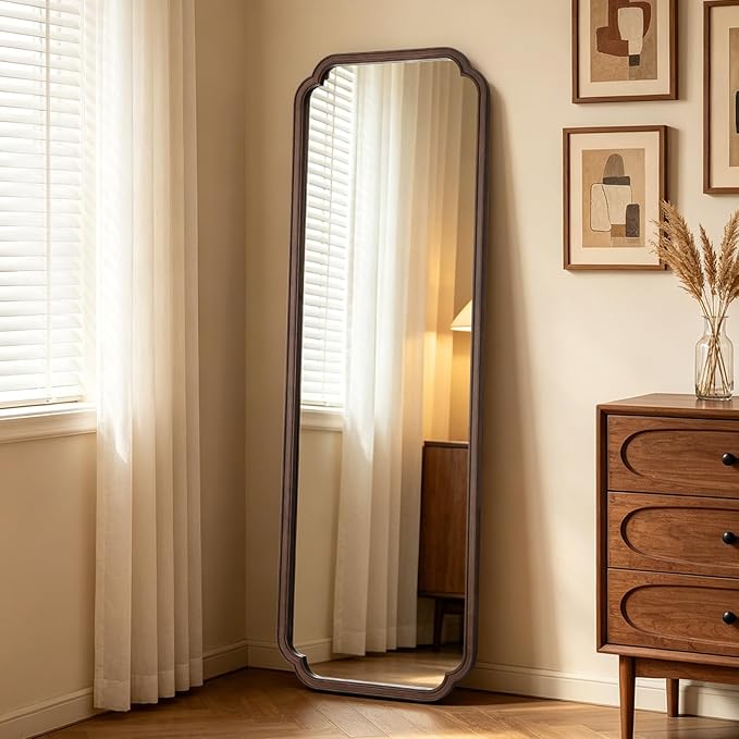 WallBeyond Full Length Mirror Wall Mounted 65"x22", Rustic Wooden Frame Floor by WallBeyond