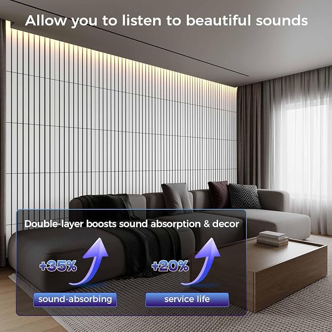 BSHEAD 8 Pack 2-Layer Large Soundproof Wall Panels, 15.7 x 15.7 x 0.43 in Sound - Image 3