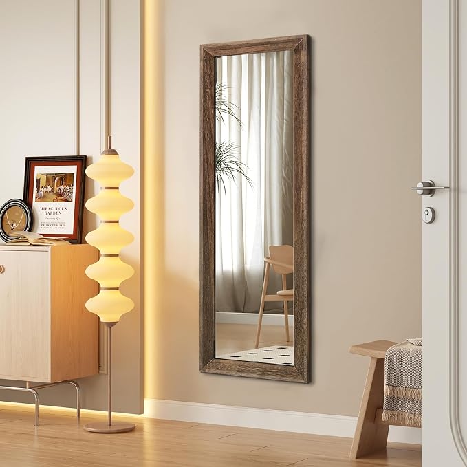 AAZZKANG Hanging Mirror Full Length Vintage Large Mirrors Wooden Framed 43"x14" - Image 4
