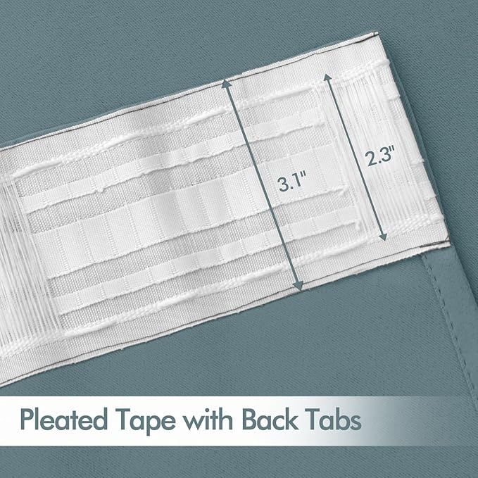 MIULEE Greyish Blue Back Tab Blackout Curtains 120 Inch Long 2 Panels Set - Image 4