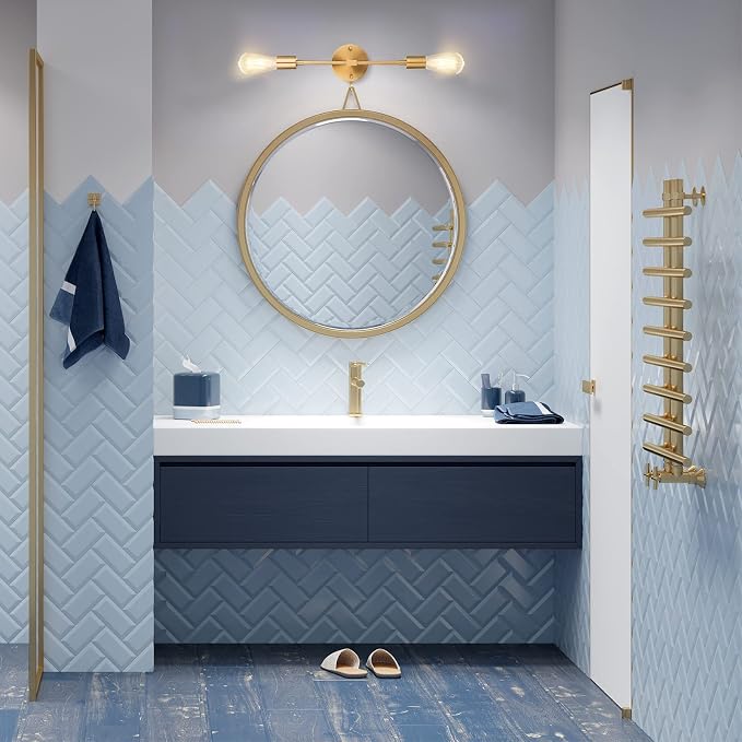 FadimiKoo 2-Light Golden Bathroom Wall Sconces Lighting, Modern Vanity Light - Image 5