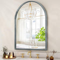 Arched Mirror, Modern Bathroom Wall Mirror Aluminum Alloy Framed Brushed Metal by HLFMVWE