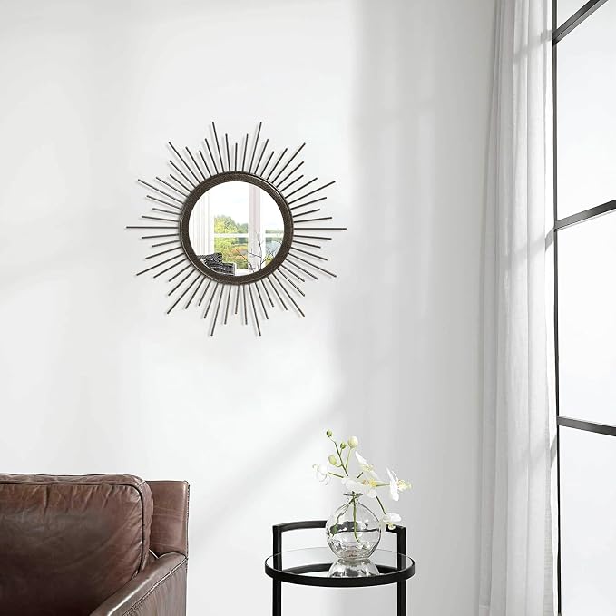 Large Spoked Sunburst Wall Mirror Boho Home Decor Round Wall Art Mirror Modern - Image 4