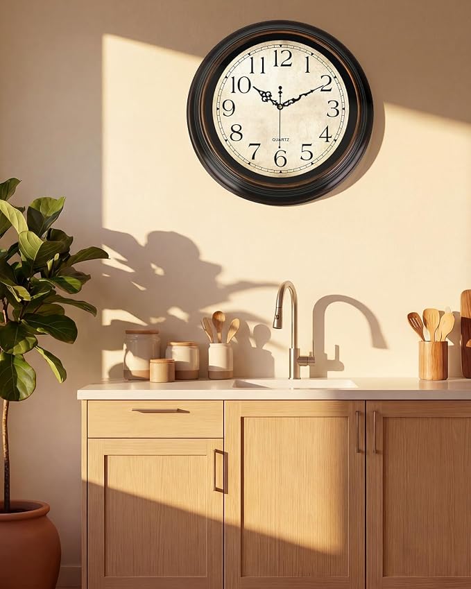 Vintage Wall Clock 16 Inch Quartz Silent Non-Ticking Analog Clock Battery - Image 9