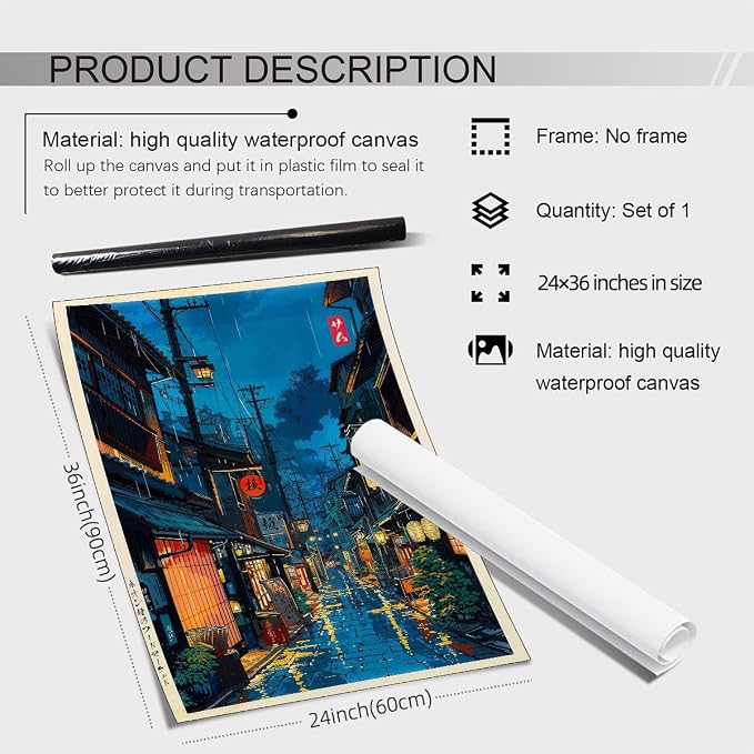 Japanese Tokyo Tea House Canvas Wall Art Japanese City Street Cafe Scene - Image 2