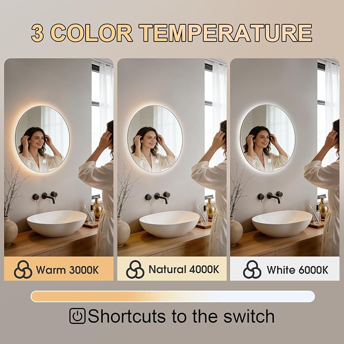 20 Inch Round LED Bathroom Mirror - Image 3