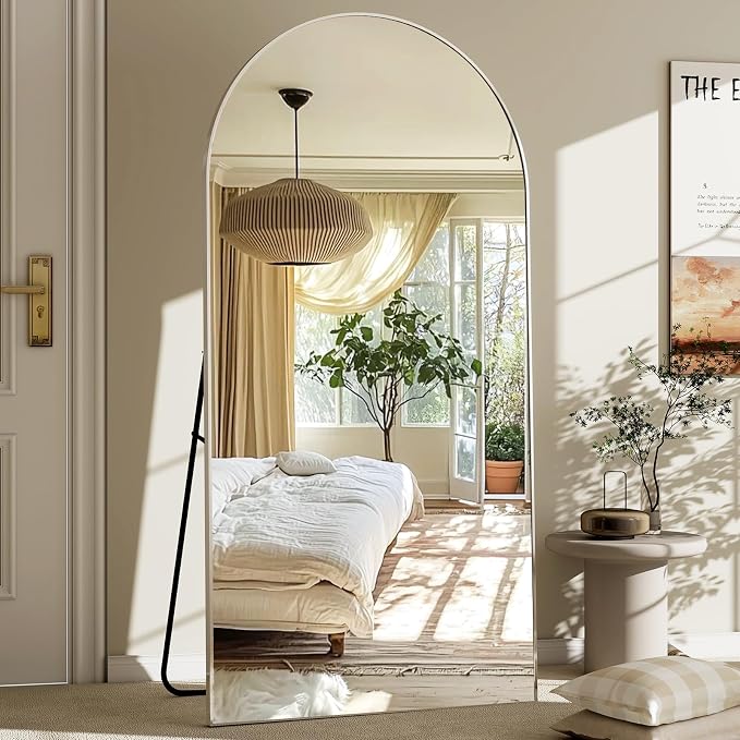 GLSLAND-30x71 inch Wall Mount Arched Full Length Mirror-Aluminum Alloy Frame by GLSLAND