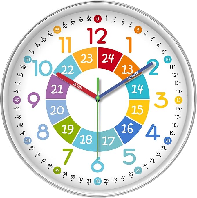 XFM Colorful Kids Wall Clocks Battery Operated 10 inch Silent Non Ticking Funny by XFMWallClock