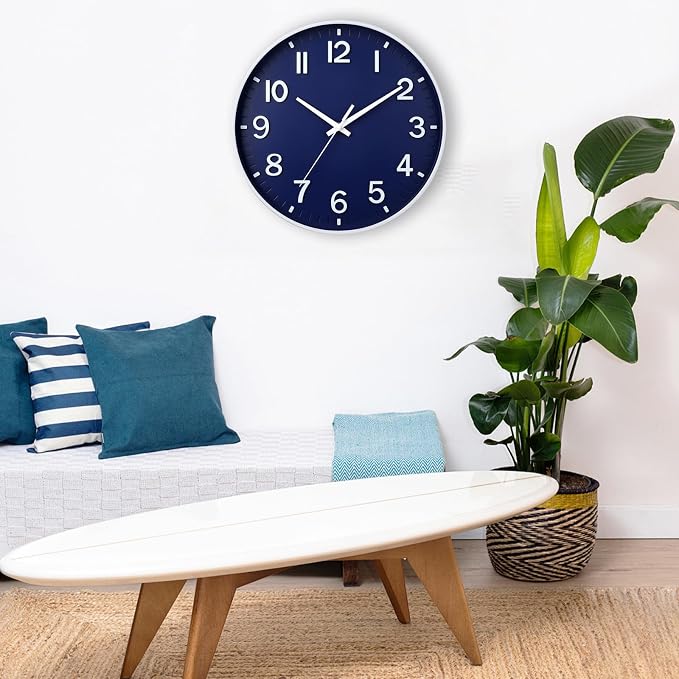 HZDHCLH Navy Blue Wall Clocks Battery Operated, 12 inch Silent Non Ticking - Image 5