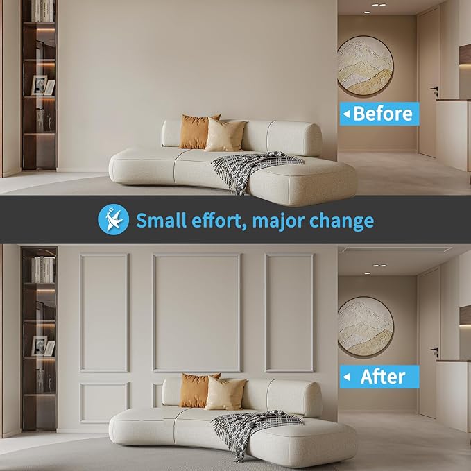 Art3d Pre-Cut Wall Molding Set of 6 pcs, Ready-to-Assemble Wainscoting Panels - Image 2