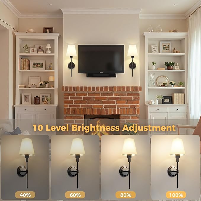 DORESshop Battery Operated Wall Sconce Set of 2, Wall Light Wireless Easy to - Image 6