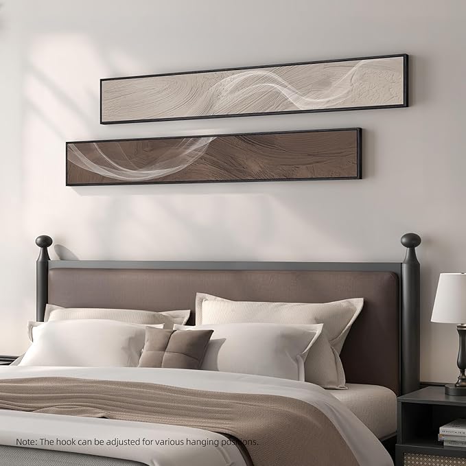 Large Framed Long Narrow Vertical Neutral Abstract Wall Art Set of 2, - Image 4