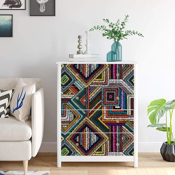 Retro Textured Peel and Stick Wallpaper Geometric Patchwork color Mosaic - Image 7