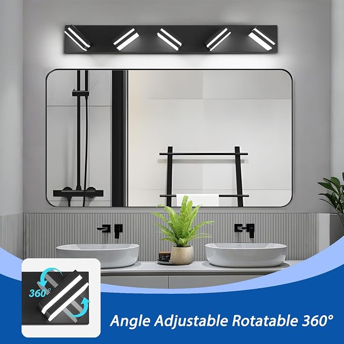 IZORRO LED Modern Bathroom Lights Fixtures, Matte Black Acrylic Wall Lighting - Image 2