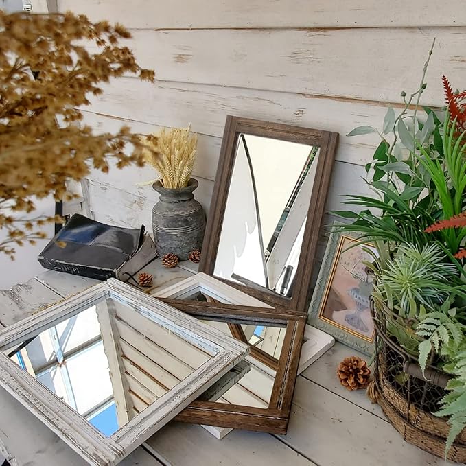 AAZZKANG Rustic Wood Mirror Rectangle Decorative Wall Hanging Mirrors - Image 7