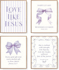LARTSFRO Coquette Purple Bow Jesus Wall Art Decor Posters, Inspirational Bible by Unknown