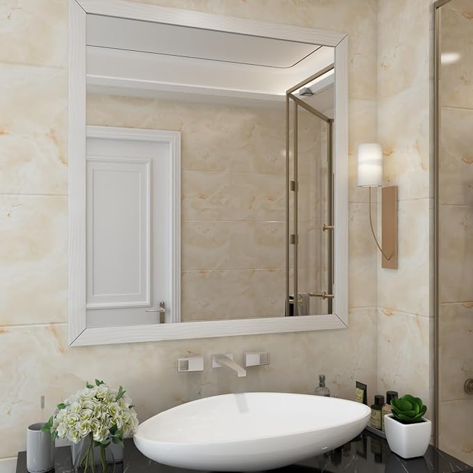 LACHEERY White Oak Wood Border Wallpaper Peel and Stick Bathroom Mirror Frame - Image 3