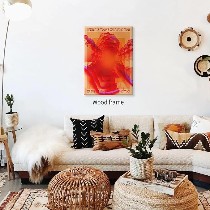 Retro Hippie Trippy Posters Vintage Red 70s 80s Wall Art Trendy Face Eye Canvas - Image 5