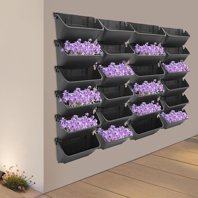 24 Pots Wall Mounted Planter, Plastic Wall Vertical Planter, - Image 9