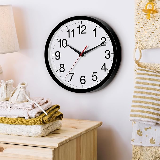 Rohioue 12 Inch Wall Clock Modern Battery Operated Silent Non Ticking Analog - Image 2