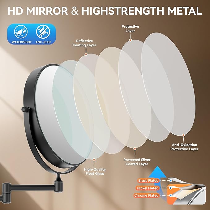 Auxmir 1X/30X Wall Mounted Makeup Mirror, Double Sided Magnifying Mirror - Image 4