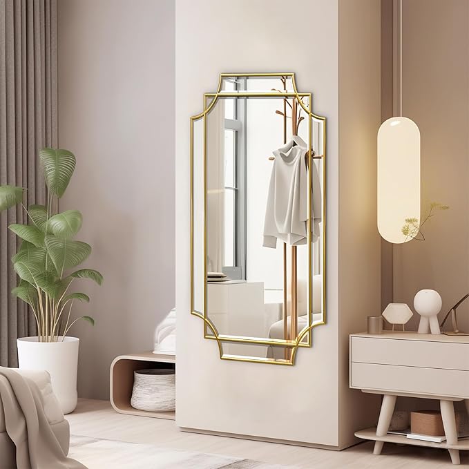 HQiJun Wall Mirror Full Length, Scalloped Beveled Polished Decorative Mirrors - Image 8