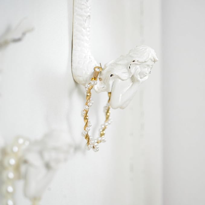 SOFFEE DESIGN 2pcs White Mermaid Shape Metal Coat Hooks, Playful Mermaid Design - Image 4