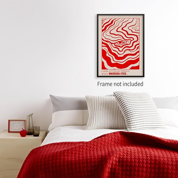 Medpol Retro Red Abstract Eye Canvas Wall Art Vintage Hippie Trippy Poster - Image 4
