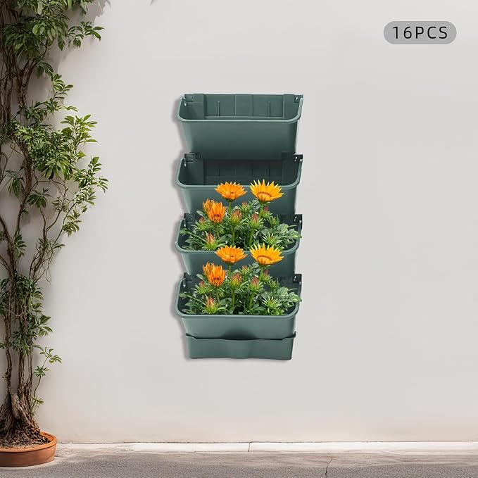 Vertical Wall Planter with 16 Pots, Hanging Garden Plant Flowerpot Holder - Image 6