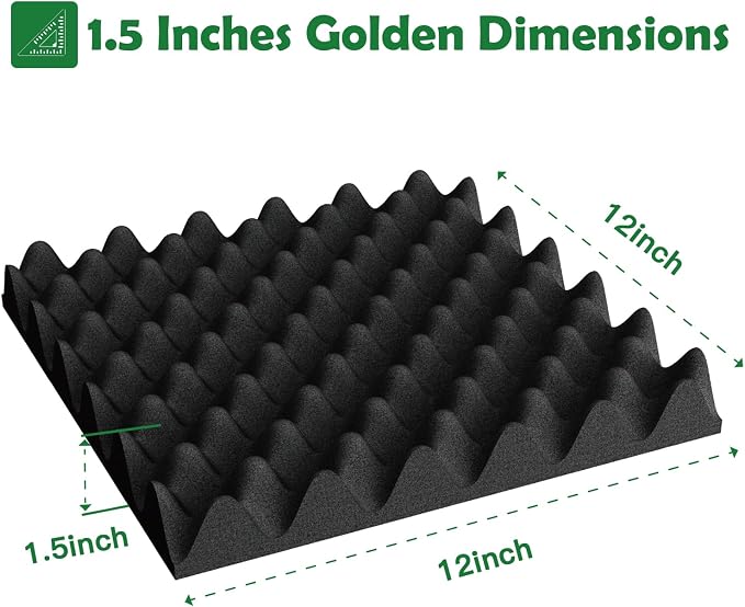 12 Pack 1.5"X12"X12" Acoustic Foam, Sound Proof Egg Crate Foam, Upgraded - Image 7