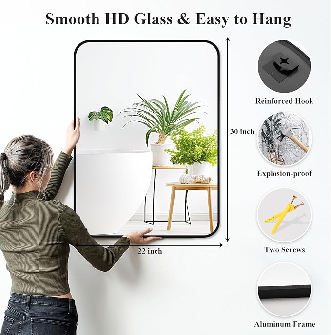 Fabuday Black Bathroom Mirror for Over Sink - Image 6
