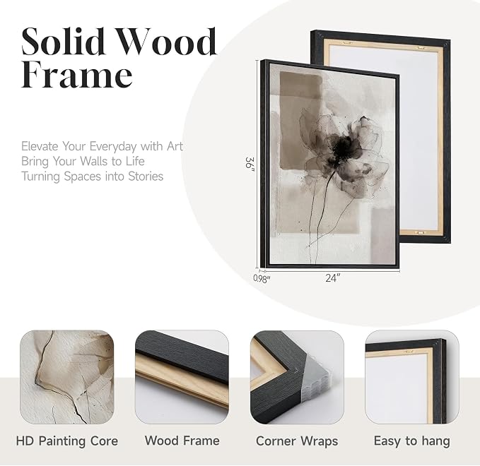 Framed Neutral Abstract Floral Wall Art - Image 5