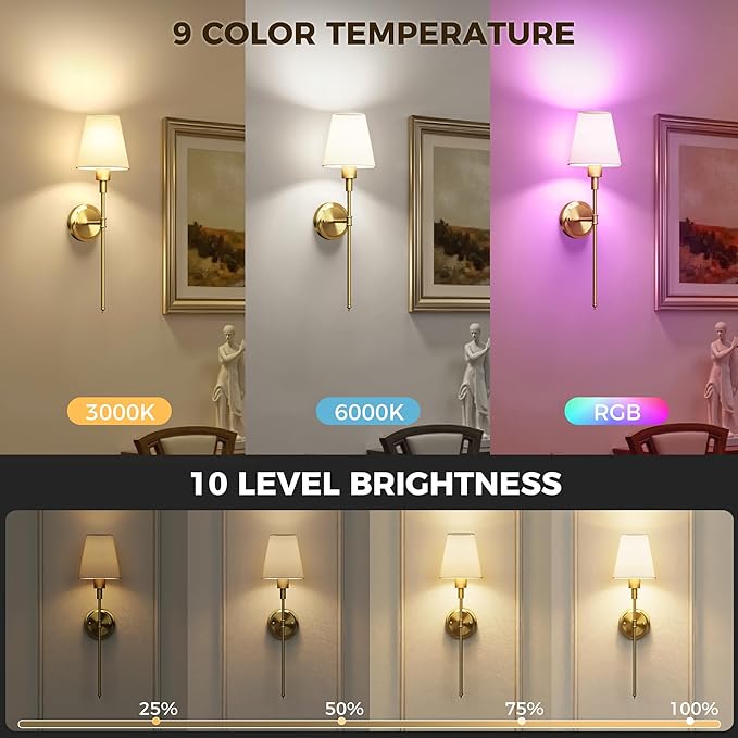 DORESshop Battery Operated Wall Sconce Set of 2, Wireless Wall Light Easy to - Image 6