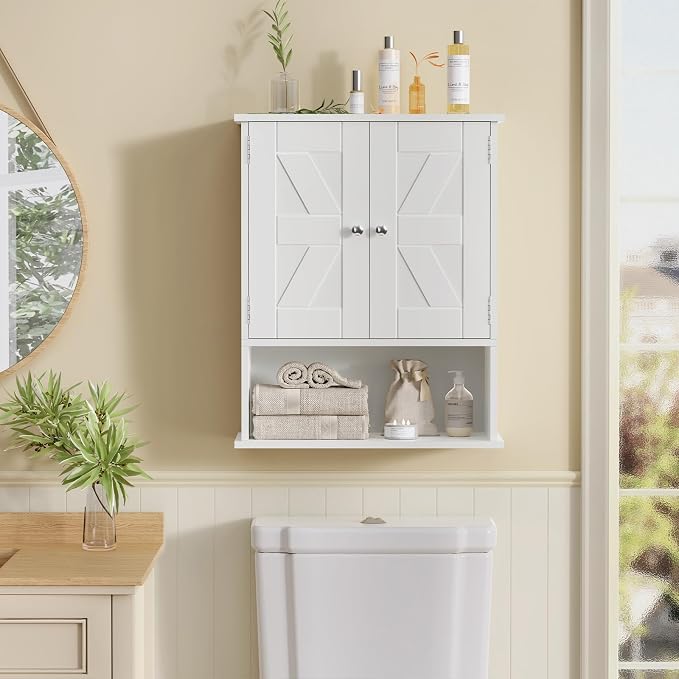 TEENFON Bathroom Wall Cabinet, Over The Toilet Space Saver Storage - Image 2
